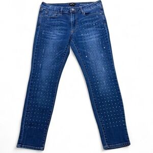 Blue Bebe heartbreaker crop denim with rhinestone embellishments